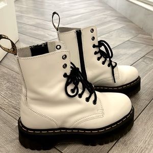 Dr. Martens White smooth leather platform boot